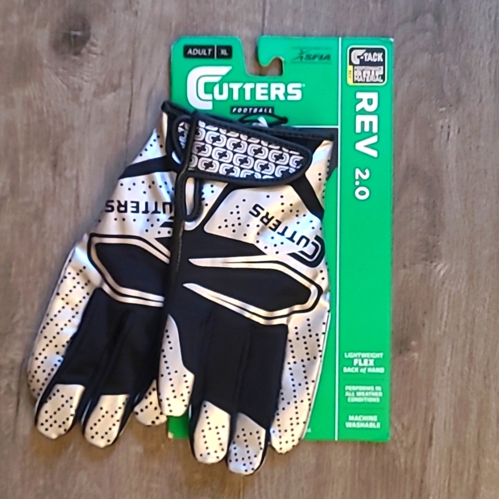 Football Receiver Gloves, size XL, black and silver, NWT